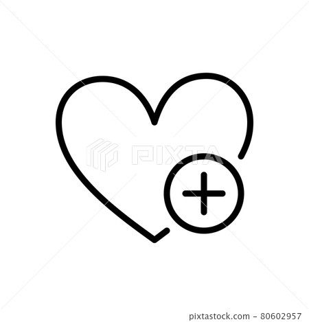 Wish list icon. Heart with plus. Wishlist icon. Add to Favorites. Vector illustration isolated on white background. Editable stroke Wish list icon. Heart with plus. Wishlist icon. Add to Favorites. Vector illustration isolated on white background. Editable stroke 80602957