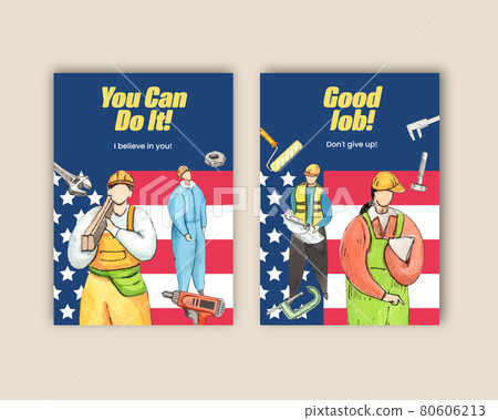 Postcard template with labor day concept,watercolor style 80606213