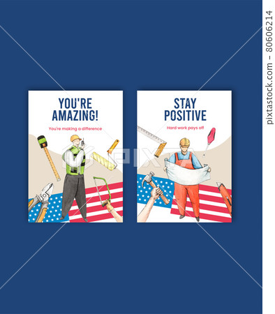 Postcard template with labor day concept,watercolor style 80606214
