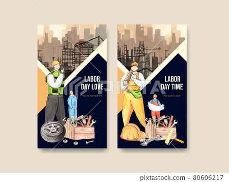 Instagram template with labor day concept,watercolor style 80606217