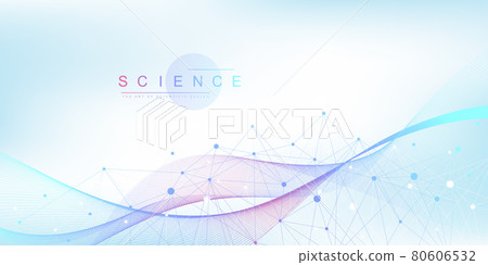 Scientific vector illustration genetic engineering, DNA helix, DNA strand, molecule or atom, neurons. Genomic sequences visualization. Abstract structure for Science or medical background. 80606532