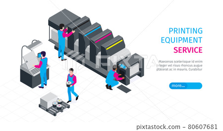 Isometric Polygraphy Horizontal Banner 80607681