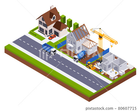 House Construction Isometric Concept - Stock Illustration [80607715 ...