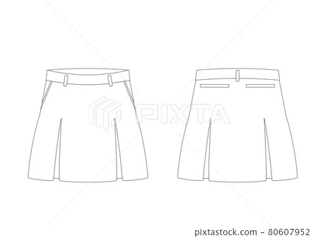 Golf pleated skirt with 4 fold pockets Front and back template Front and back white 80607952