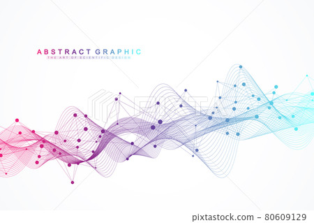 Flowing geometric abstract background with connected lines and dots. Connectivity flow point. Molecule and communication background. Graphic connection background for your design. Vector illustration. Flowing geometric abstract background with connected lines and dots. Connectivity flow point. Molecule and communication background. Graphic connection background for your design. Vector illustration. 80609129