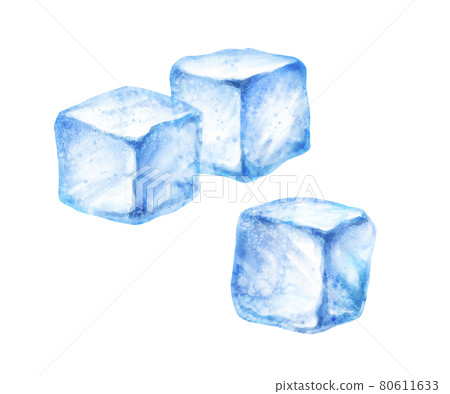 Watercolor isolated illustration of ice cubes Watercolor isolated illustration of ice cubes 80611633