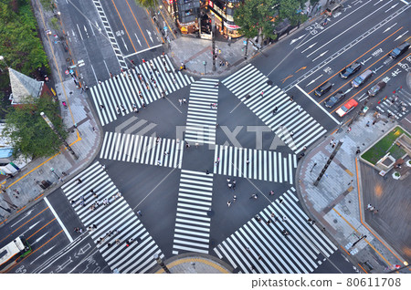 Pedestrians at the Ginza scramble intersection 80611708