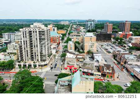 Aerial of the downtown in Burlington, Ontario, Canada 80612251