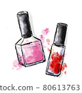 水彩風格時尚美甲瓶的插圖 80613763