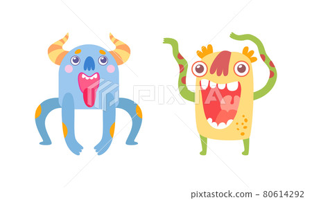 Cute Smiling Little Monsters Set, Happy Funny Colorful Aliens Cartoon Vector Illustration Cute Smiling Little Monsters Set, Happy Funny Colorful Aliens Cartoon Vector Illustration 80614292
