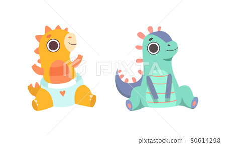 Cute Little Dinosaurs Set, Adorable Newborn Dino Babies Cartoon Vector Illustration Cute Little Dinosaurs Set, Adorable Newborn Dino Babies Cartoon Vector Illustration 80614298