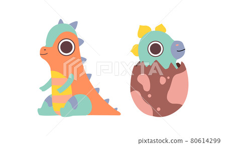 Cute Little Dinosaurs Set, Sweet Colorful Dino Babies Hatching from Egg Cartoon Vector Illustration Cute Little Dinosaurs Set, Sweet Colorful Dino Babies Hatching from Egg Cartoon Vector Illustration 80614299