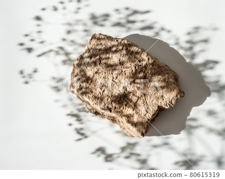 Mockup geometric shape stone podium and flowers Mockup geometric shape stone podium and flowers 80615319