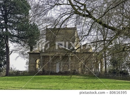 Ruined Temple of Friendship on Hawkwell Field in Stowe, Buckinghamshire, United Kingdom 80616395