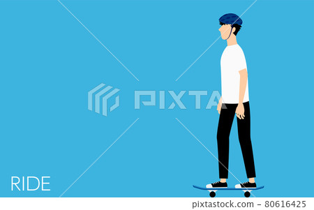 Basic pose of skateboard (skateboard), man riding skateboard Basic pose of skateboard (skateboard), man riding skateboard 80616425