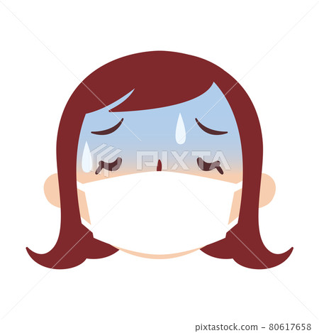 人臉圖標系列_20多歲女面膜_面部表情不適_寒氣_素材 人臉圖標系列_20多歲女面膜_面部表情不適_寒氣_素材 80617658