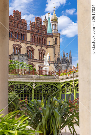 Schwerin Palace, greenhouse, Orangerie, garden, in the city of Schwerin, capital of the state of Mecklenburg-Vorpommern, Germany. Schwerin Palace, greenhouse, Orangerie, garden, in the city of Schwerin, capital of the state of Mecklenburg-Vorpommern, Germany. 80617824