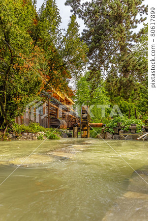 Garmisch-Partenkirchen, Watermill in the spa park Garmin-Partenkirchen, Bavaria, Germany Garmisch-Partenkirchen, Watermill in the spa park Garmin-Partenkirchen, Bavaria, Germany 80617899