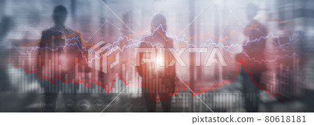 Finance Banking and Investment concept. Double exporsure stacked of coins and city with graph Finance Banking and Investment concept. Double exporsure stacked of coins and city with graph 80618181