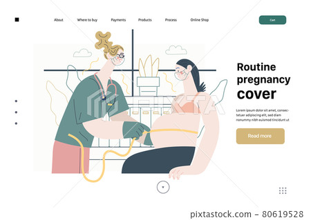 Medical insurance template - routine pregnancy cover. Modern flat vector 80619528