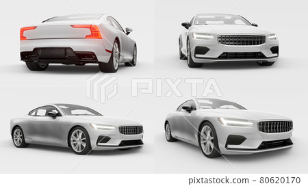 3d illustration. Set Concept car sports premium coupe. Plug-in hybrid. Technologies of eco-friendly transport. Car on white background. 3d rendering. 3d illustration. Set Concept car sports premium coupe. Plug-in hybrid. Technologies of eco-friendly transport. Car on white background. 3d rendering. 80620170