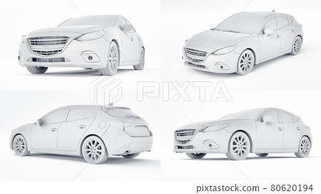 3d illustration. White city car with blank surface for your creative design. 3D rendering. 80620194