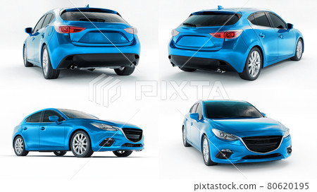 3d illustration. Blue City car for your creative design. 3D rendering. 80620195