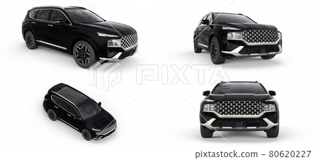 3d illustration. Big city black crossover on a white background. 3d rendering. 3d illustration. Big city black crossover on a white background. 3d rendering. 80620227