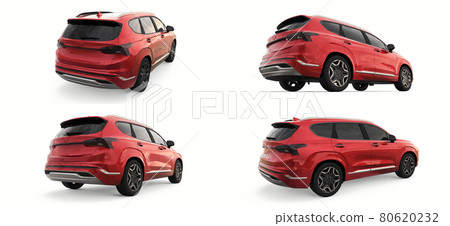 Set Big city crossover red color on a white background. 3d rendering. 80620232