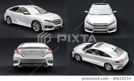 3d illustration. Urban family sedan on a Black background. 3d rendering. 80620254