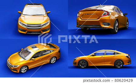 3d illustration. Urban family sedan on a Blue background. 3d rendering. 80620429