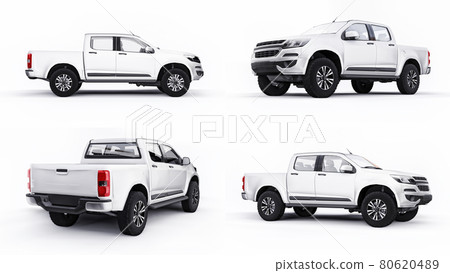 3d illustration. Set pickup car on a white background. 3d rendering. 80620489