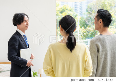 Businessman model house middle couple business talks 80621838