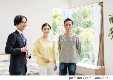 Businessman model house middle couple business talks 80621839