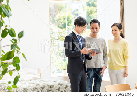 Businessman model house middle couple business talks 80621840