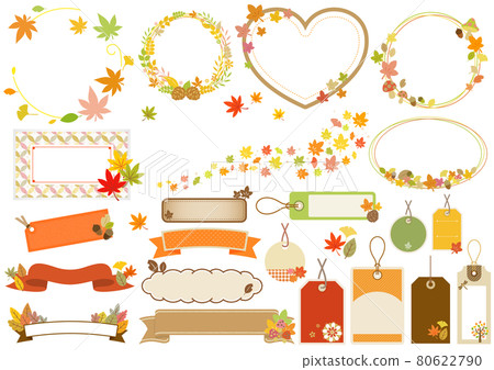 秋天的標籤、絲帶、框架插圖 80622790