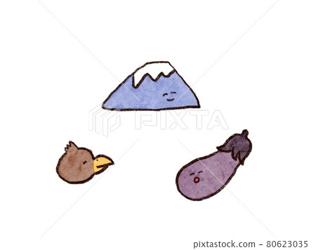 Cute one Fuji two hawk three eggplant illustration 80623035