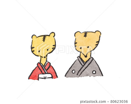 Cute tiger couple illustration (color) 80623036