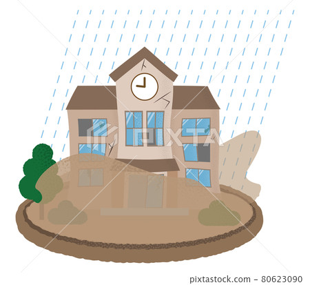Vector illustration of a school suffering from flood Vector illustration of a school suffering from flood 80623090