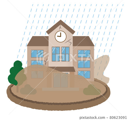 Vector illustration of a school suffering from flood 80623091