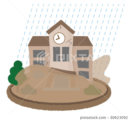 Vector illustration of a school suffering from flood Vector illustration of a school suffering from flood 80623092