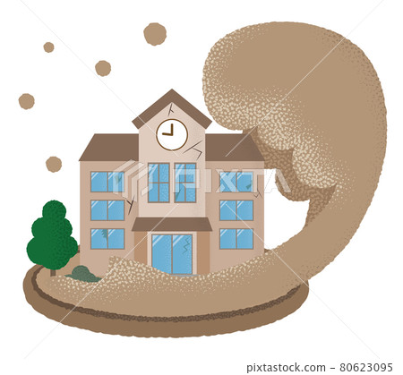 Vector illustration of a school suffering from flood 80623095