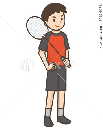 Boy playing badminton 80624028