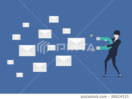 獲取電子郵件地址的商人的插圖素材 80624525