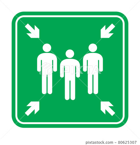 Fire assembly point sign, gathering point signboard, emergency evacuation vector for graphic design, logo, web site, social media, mobile app, ui illustration 80625307