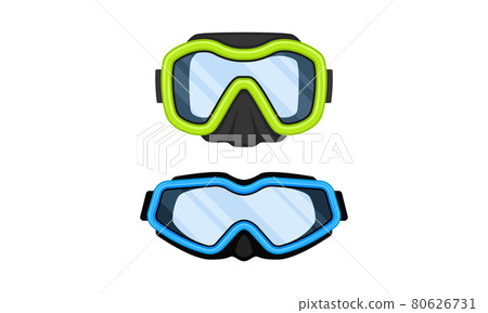 Watertight Diving Goggles for Swimming Underwater Vector Set Watertight Diving Goggles for Swimming Underwater Vector Set 80626731