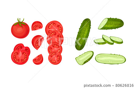 Raw Vegetable Sliced or Chopped as Cooking Ingredient Vector Set 80626816