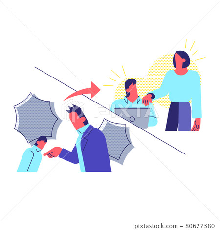 Male employee who changes jobs and works with his boss 80627380