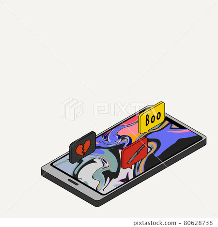 Isometric vector illustration showing slander on SNS Isometric vector illustration showing slander on SNS 80628738