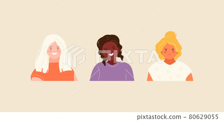 Set of avatars kids girls vector Set of avatars kids girls vector 80629055
